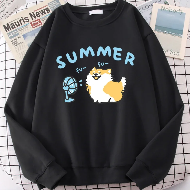 

Fun A Dog Blowing A Fan Cute Print Cartoons Hoodie Men Women Loose Swetshirt Crewneck Fashion Clothes Casual Japan Style Hoody