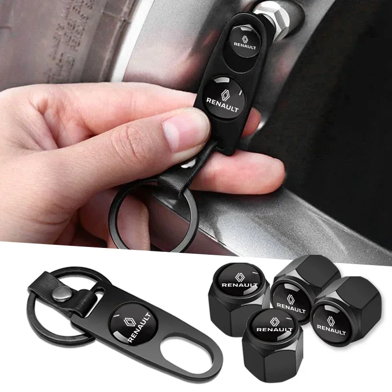 

Car Accessories Metal Wheel Tire Valve Caps With Wrench Keychain For Renault Megane 2 3 4 RS Grand Scenic Clio 4 Captur Duster