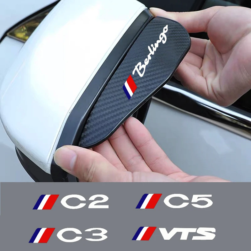 2Pcs Carbon Fiber Car Rearview Mirror Eyebrow Rain Cover For Citroen Berlingo C1 c2 c3 c4 c4l c5 c6 c8 Jumpy C-Elysee VTS Nemo