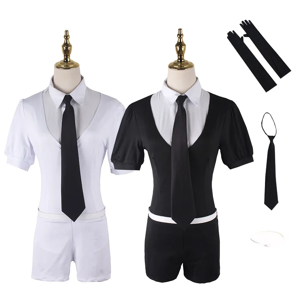 

Anime Houseki no Kuni Phosphophyllite Antarcticite Land of the Lustrous Cosplay Costume Black and White Jumpsuit