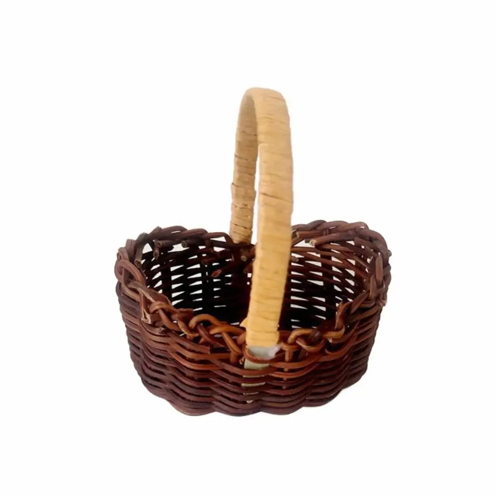 Gift Mini Braid Flower Baskets with Handle Party Supplies Handheld Baskets Packaging Wedding Ornaments Weaving Basket Bedroom