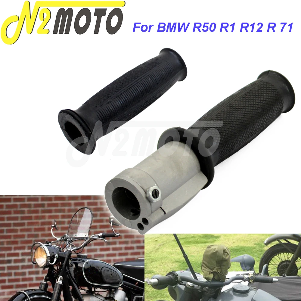 Motorcycle Left & Right Retro Throttle Grips Rubber Hand Grip Ural Sidecar Handlebar Control Kit For BMW R50 R1 R12 R71 M72 K750