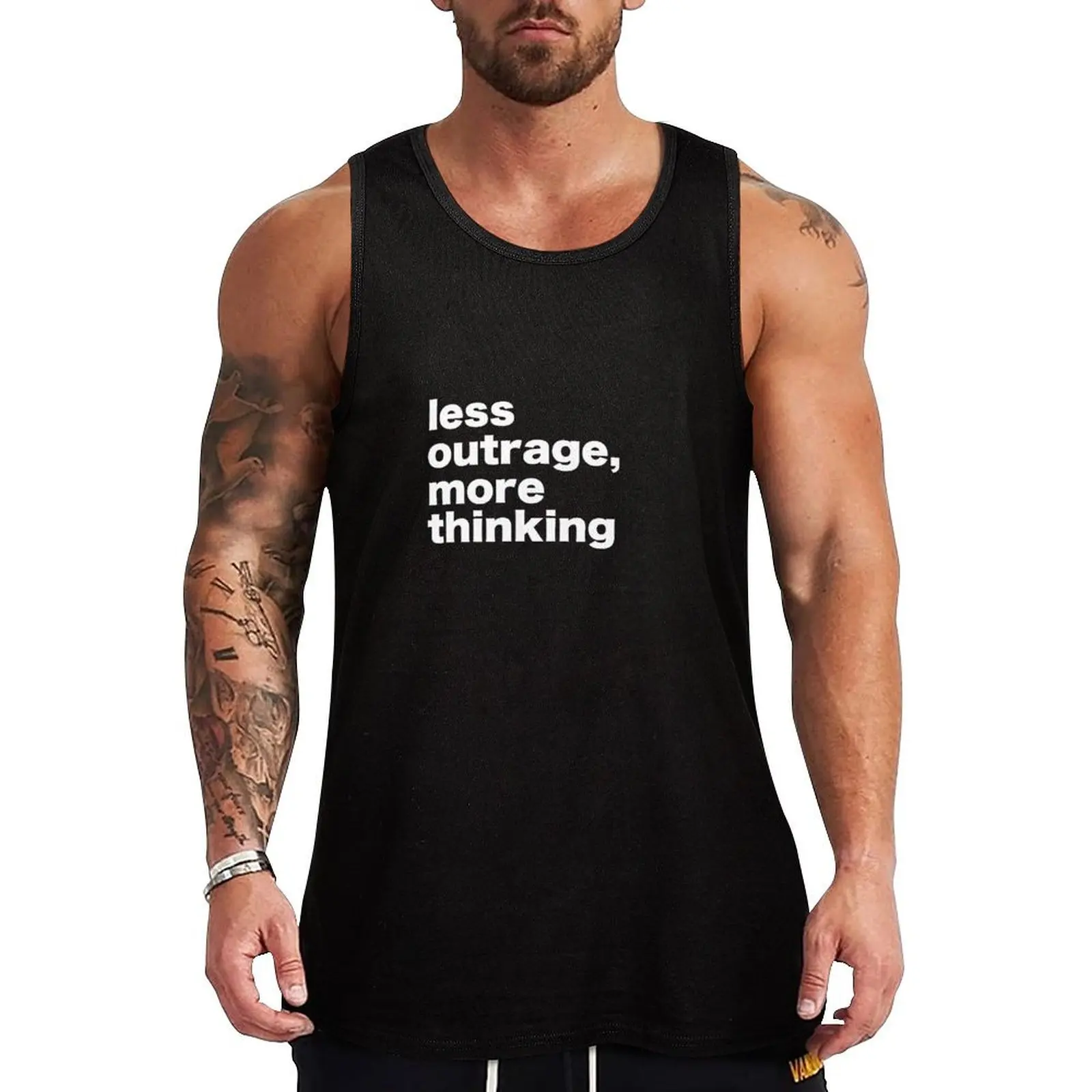 Less outrage, more thinking Tank Top Anti Shrink Tank Top Durable Casual Sleeveless Shirt