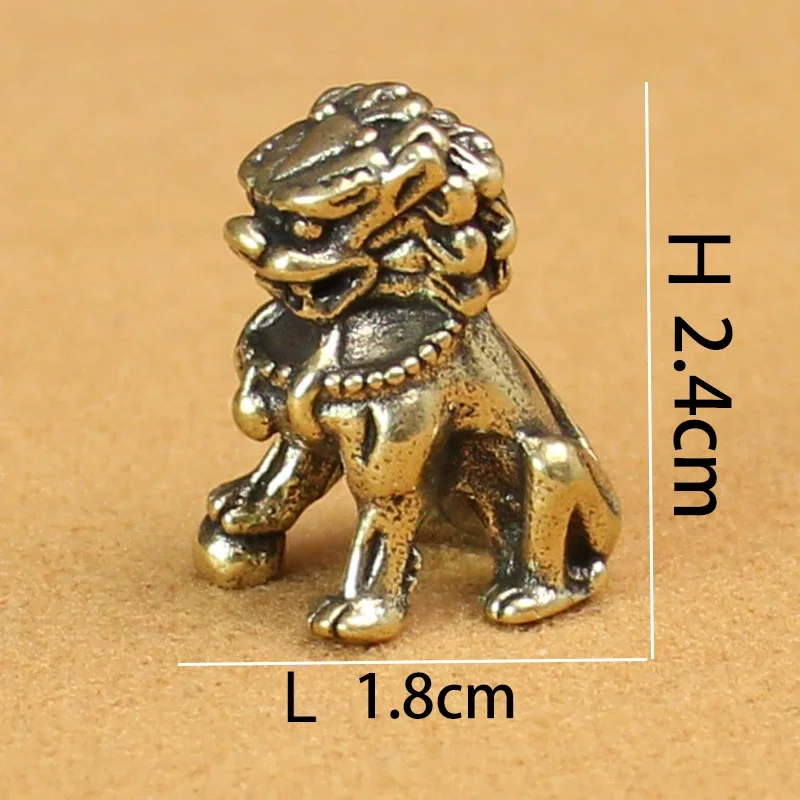 Antique Brass Lion Dance Ball Tabletop Ornament Traditional Chinese Lucky Figurine Home Office Desktop Decor