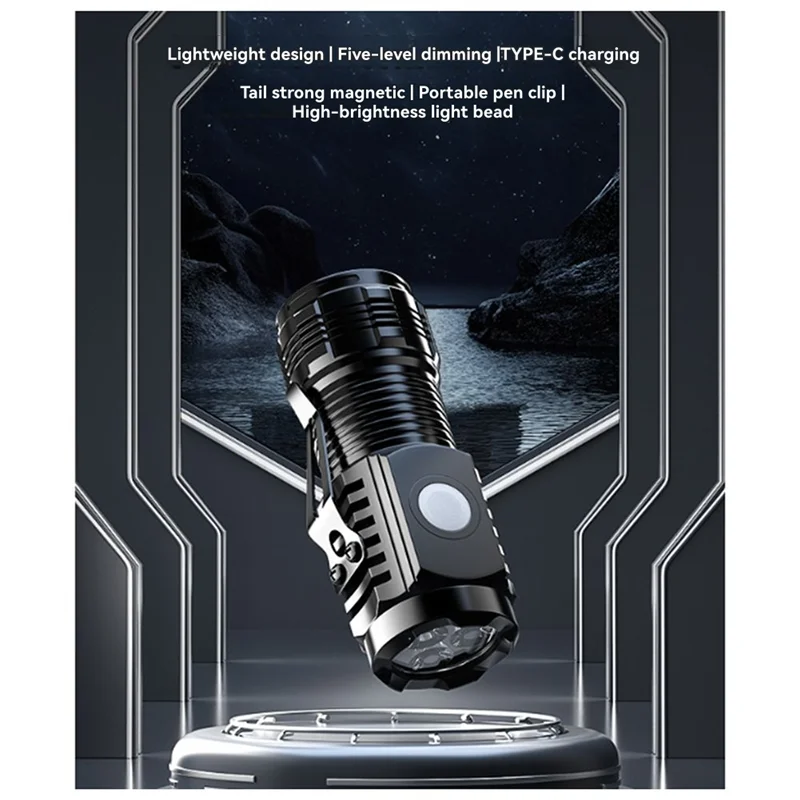 

-ABLP Mini LED Flashlight 14500 Rechargeable Flashlight Keychain Emergency Torch Led Light With Magnetic