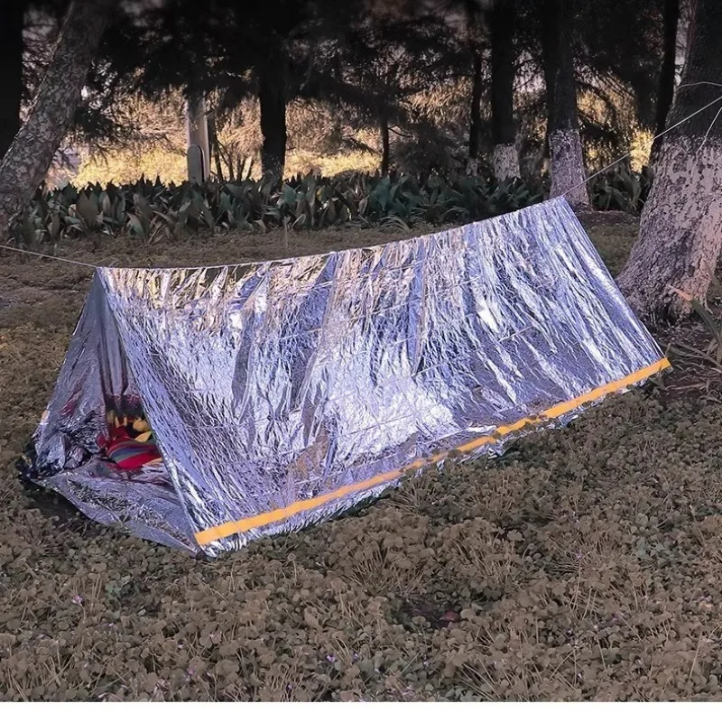 5pcs Outdoor Emergency Thermal Blanket Portable Thick Anti-freeze First Aid Blanket for Wilderness Camping Hiking Trips