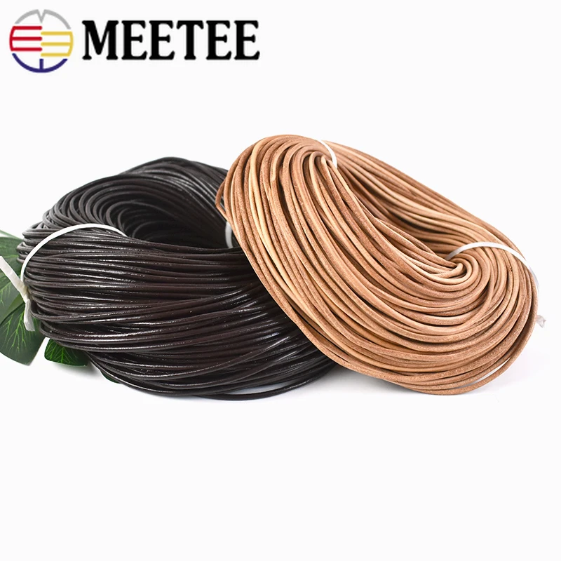 

2Meters Meetee 1-10mm Round Genuine Leather Cord Rope for Bracelet Necklace DIY Jewelry Lace Cords Bags Craft Making Accessories