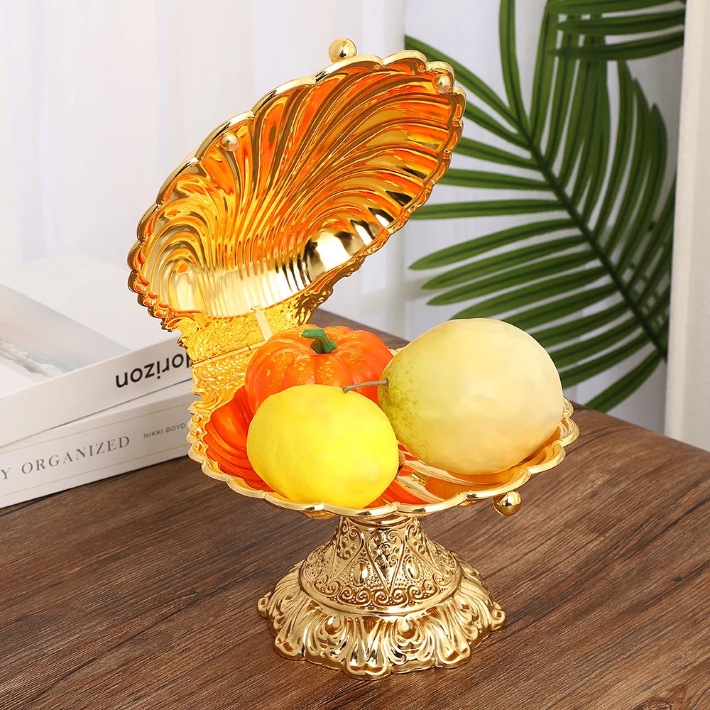 

Luxury Storage Tray Zinc Alloy European Inspired Shell Pedestal Fruit Bowl Materials for Formal Dinners Casual Snacking Storage
