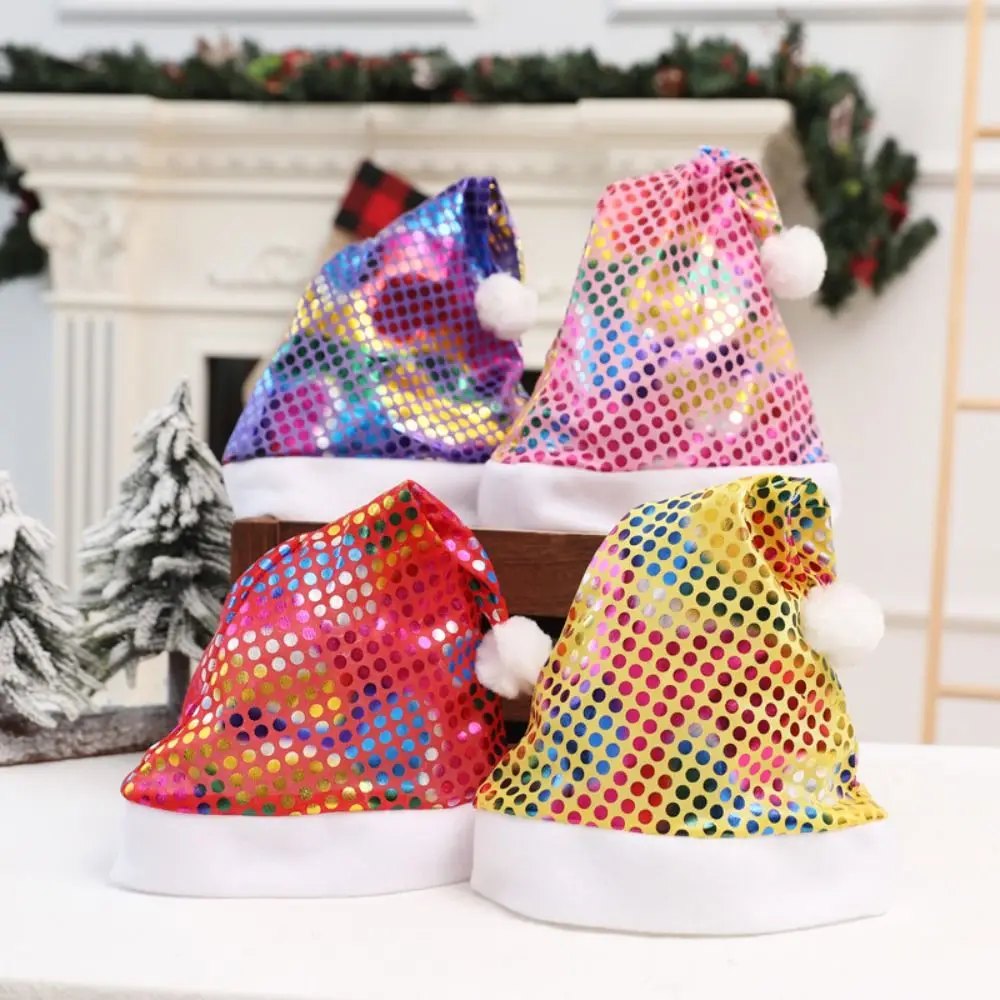 

Printed Beads Christmas Hat Merry Christmas Decoration New Year Dress Up Santa Claus Hat Korean Style Velvet Plush Beanie