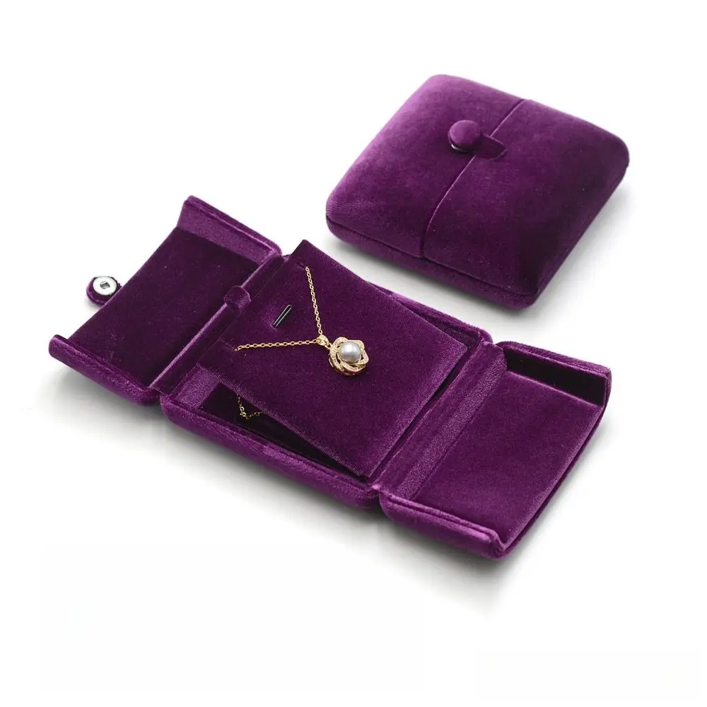 Solid Color Velvet Jewelry Box Luxury Double Door Rings Bearer Box Ornaments Organizer Necklace Bracelet Case Jewelry Storage