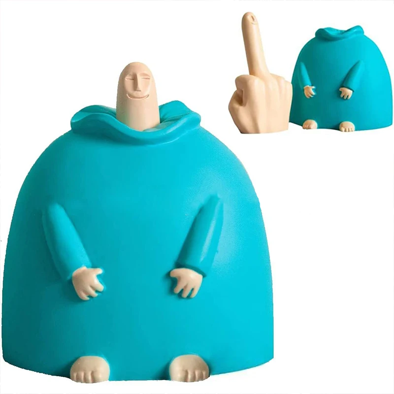 Quirky Middle Finger Ornament Little Blue Fatty Ornament Home Patio Desktop Office Quirky Gift Kin Middle Finger Fools