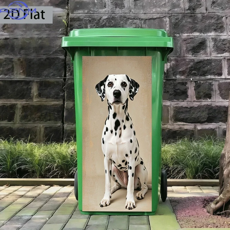 Trash Can Sticker Featuring a Serene Design of a Spotted Dog, Self-Adhesive Wall Decoration Wallpaper for Kitchen Trash Can (S