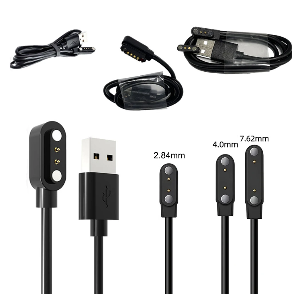Magnetic Charging Cable 2Pin 2.84mm 4mm 7.62mm USB Watch Charger Power Cord for Smart Watch Universal Magnetic Adsorption Fast