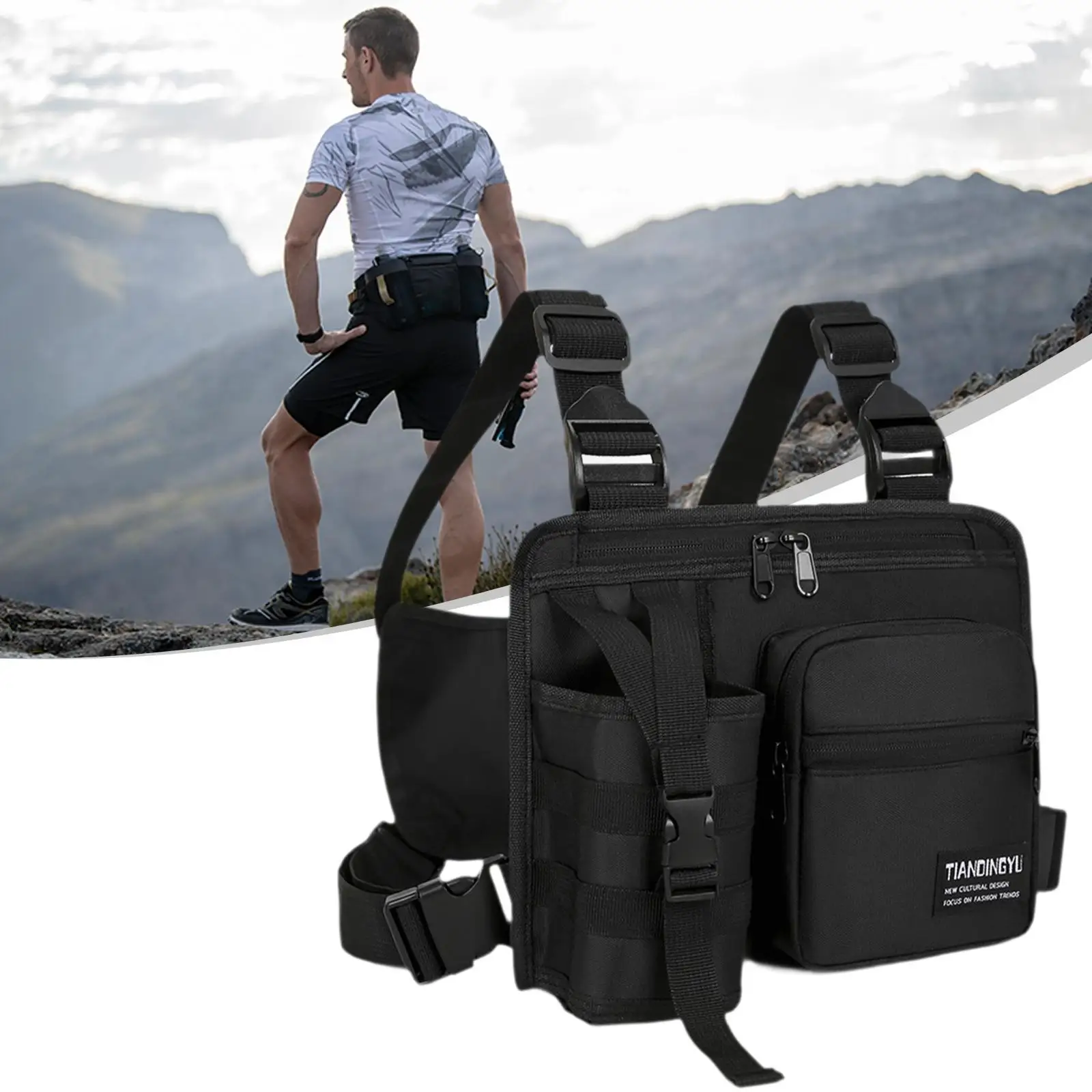 

Chest Bag Rig Pouch Vest Phone Holder Oxford Cloth Lightweight Front Chest Pack Running Pack for Hiking Cycling Workouts