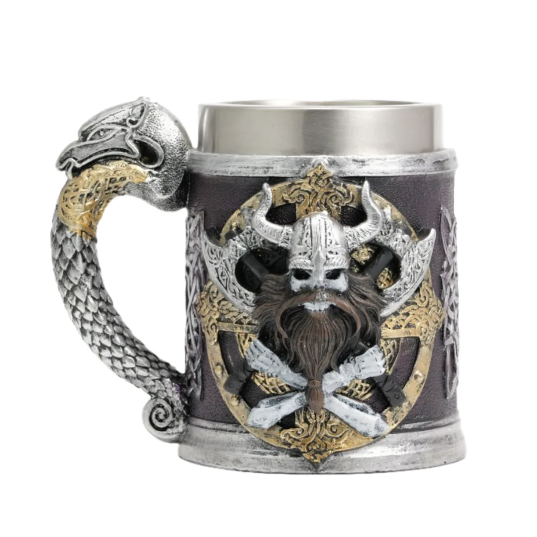 

«3D пивной штейн с головой викингов», кружка с средневековой рельефной скульптурой для кофе и чернового пива, европейская чашка для паба»