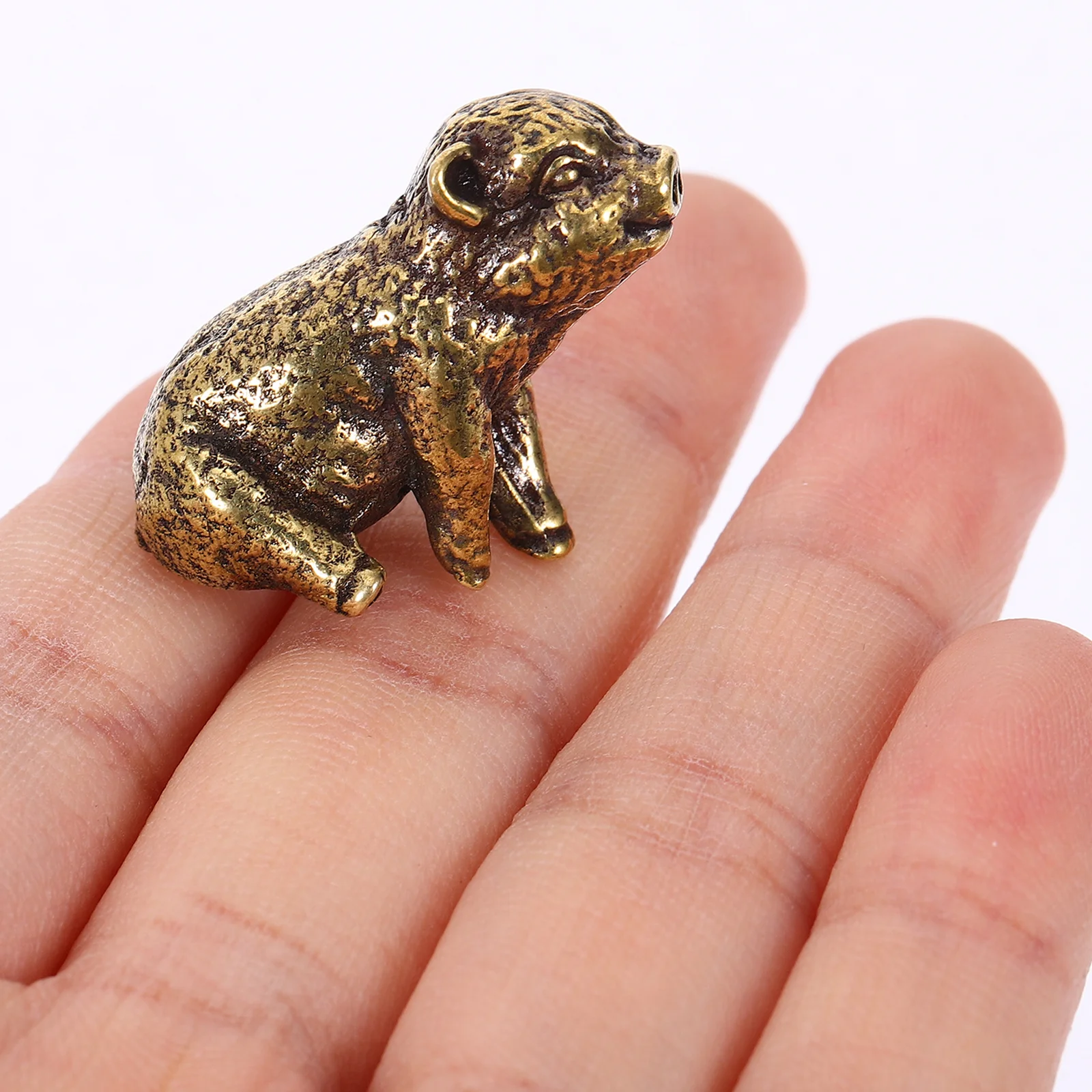 

Retro Copper Piggy Statue Brass Craft Smooth Finish Home Office Decor Desktop Art Sculpture Miniature Adornment