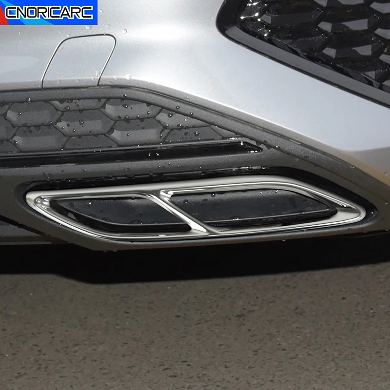 

Для Audi A3 8Y 2021 2022 автомобильная декоративная наклейка на выхлопную раму горла, отделка из нержавеющей стали, аксессуары для наружной выхлопной трубы