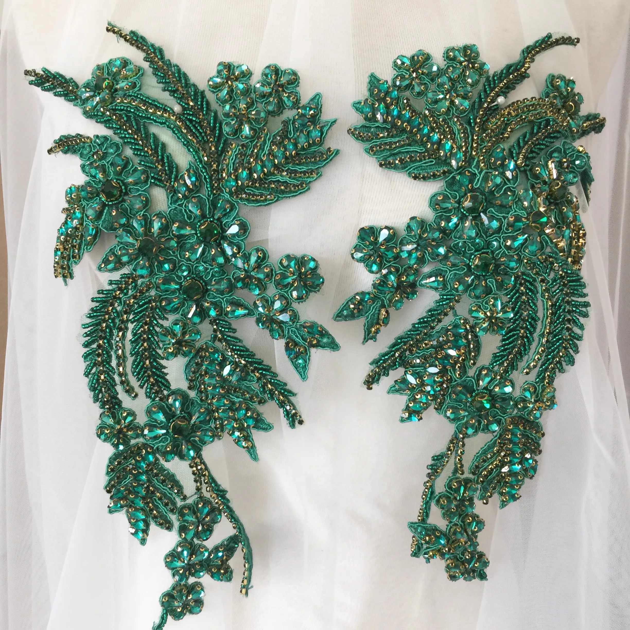 

1 пара 3D кружевных нашивок с бусинами для ногтей и блестками для одежды, воротник, аксессуары на талии, аксессуары на плечо, аксессуары для самостоятельного изготовления, нашивка