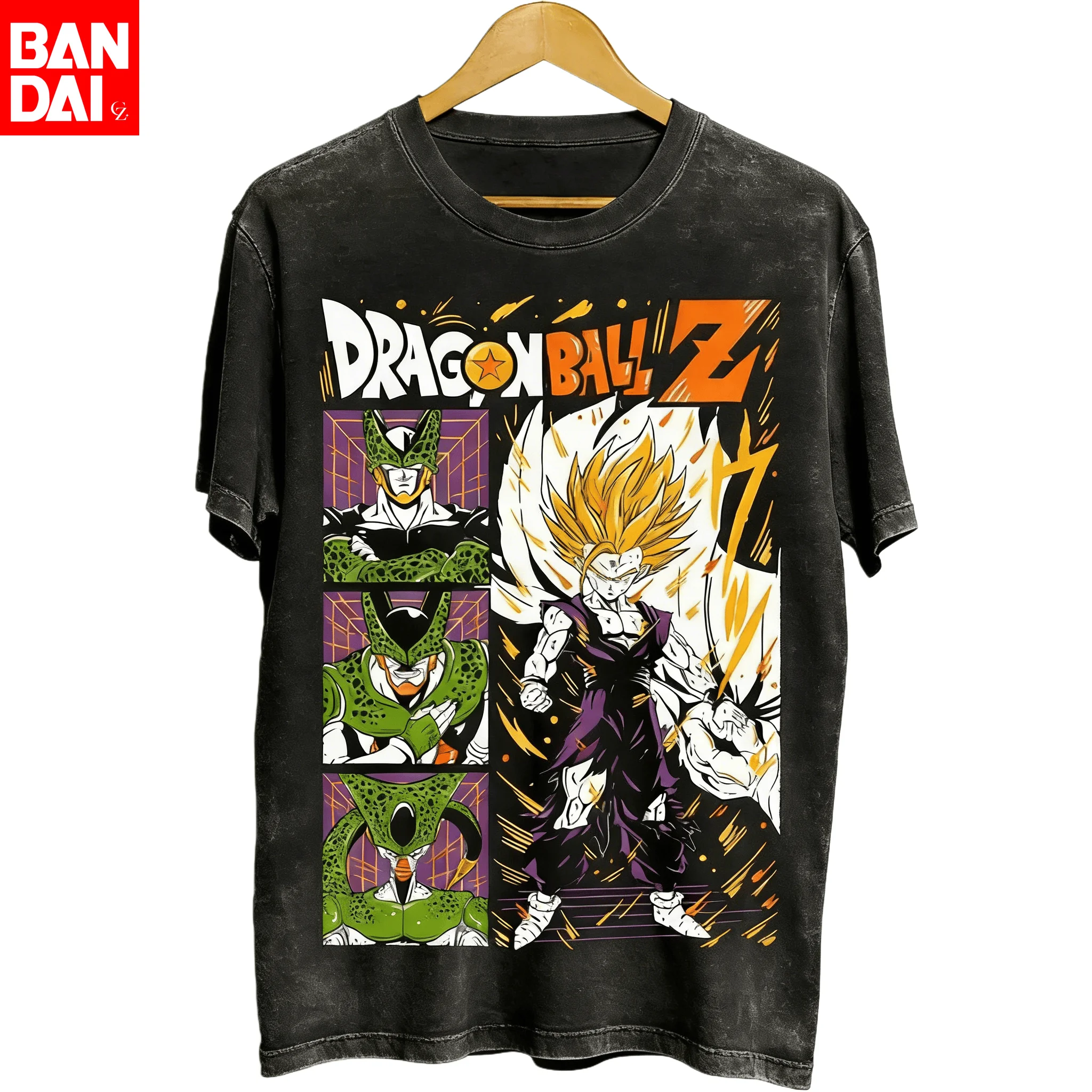 

Летняя футболка 2026 года в стиле Dragon Ball: ностальгическая, из 100% хлопка, плотная, с эффектом потертости, оверсайз, мужская, с принтом Гоку Fusion, унисекс, Y2K