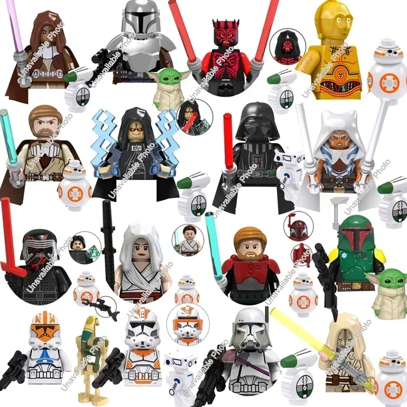 Figuras de acción clon de Star Wars, bloques de construcción de soldado Dath Vader, Ahsoka, LUKE Skywalker, Mandalorians, Boba Fett