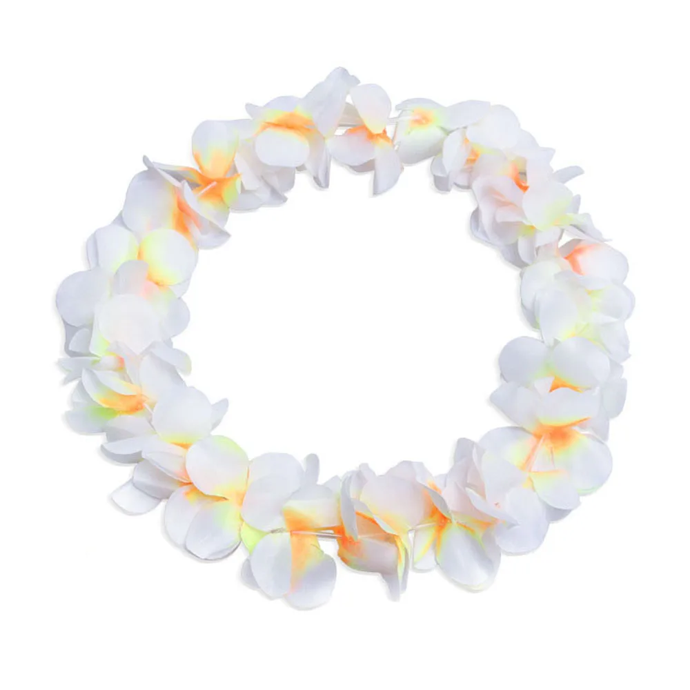 10pcs White Hawaiian Leis Light Up Flower Necklace Headband with LED Lights for  Beach  Tropical Glow Party  Halloween