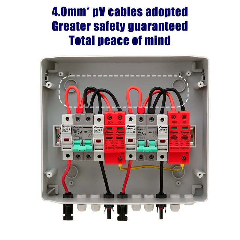 XIONGISOLAR High-quality 600V PV combiner box 2 in 2 out DC DB with Fuse MCB SPD for Solar Panel Solar Disconnect Switch