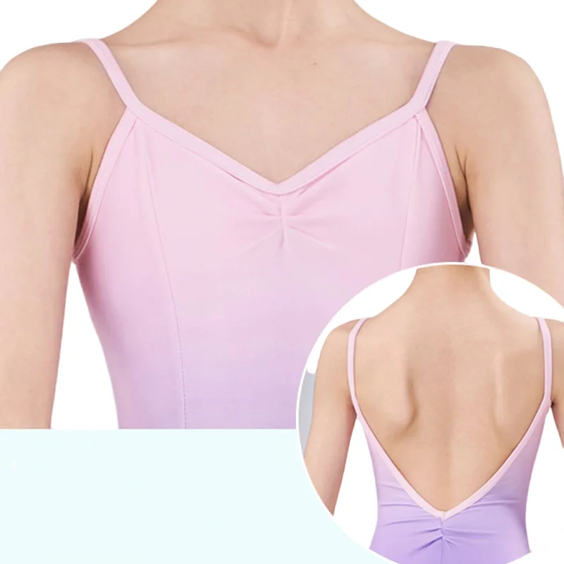 Camisola para niñas, leotardo de gimnasia feroz que se desvanece, traje de baile de arcoíris, Top de Ballet, Ropa de baile, traje de baño para niños