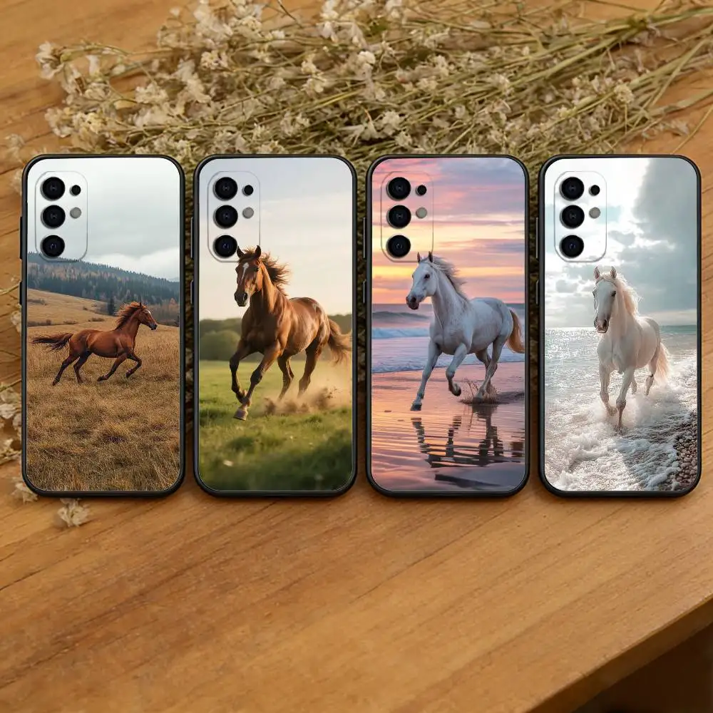 Art G-Galloping Horse Phone Case For Samsung S25,S24,S21,S22,S23,S30,Ultra,S20,Plus,Fe,Lite,Note,10,Black Cover