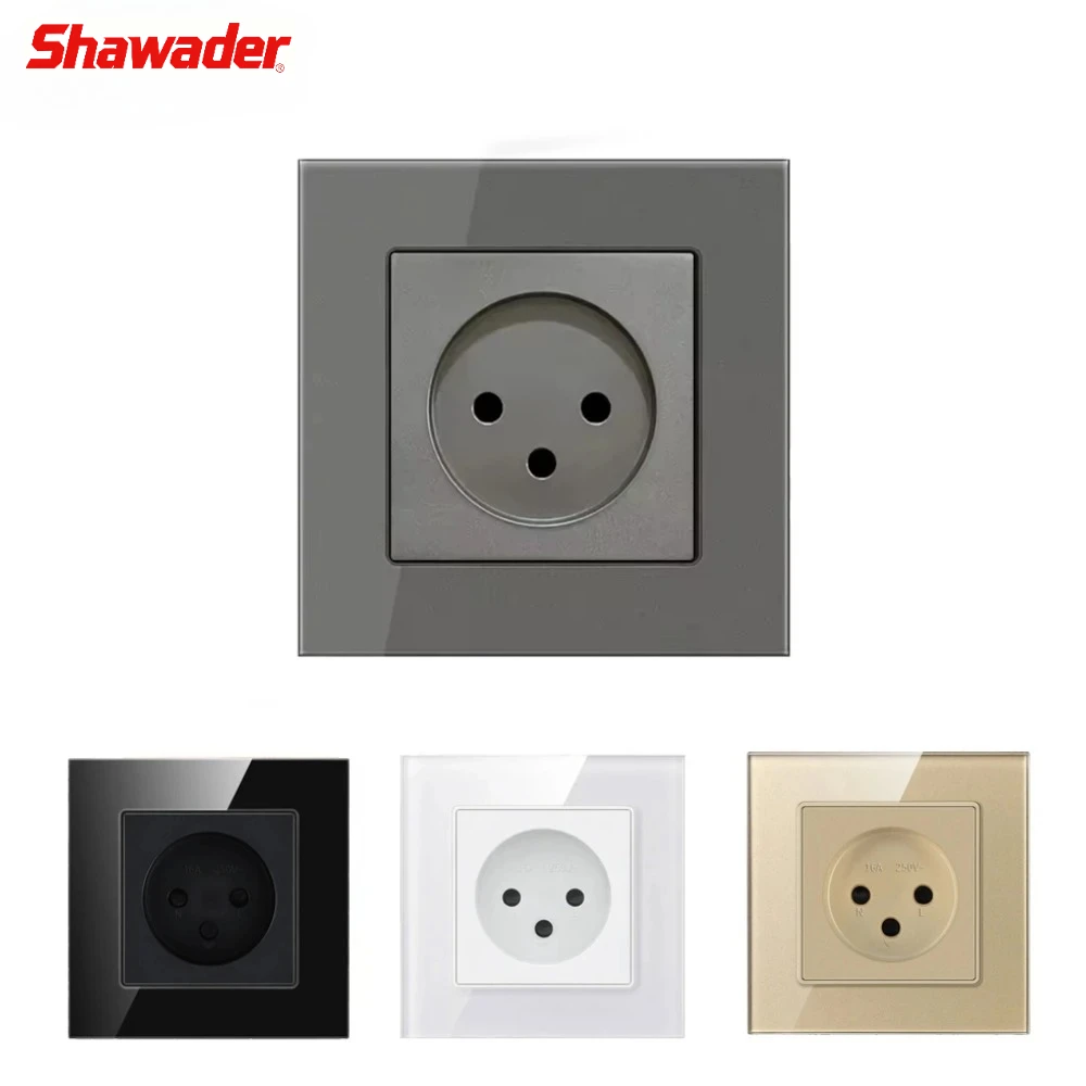 

Shawader Israel Wall IL Outlet Electricity Power Socket Switch Crystal Glass Panel 16A Outlets 250V Plug 3pins for Home Office