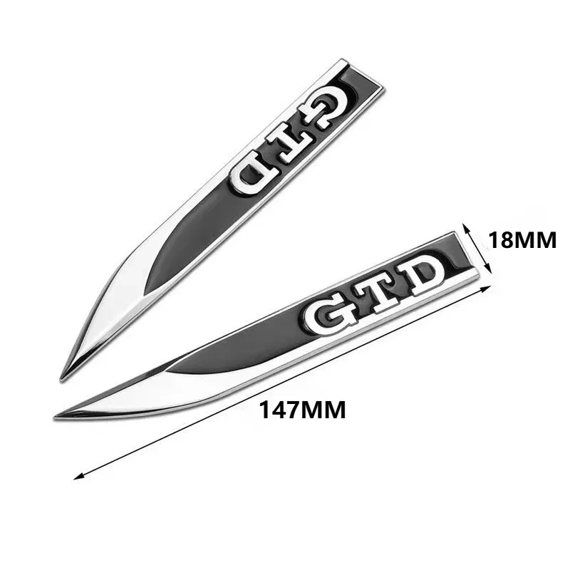 2pcs Metal GTD Letters Logo Badge Car Stickers Car Wing Fender Side Blade Sports Emblem Accessories for Golf MK5 MK7 5 6 7 Polo view 2