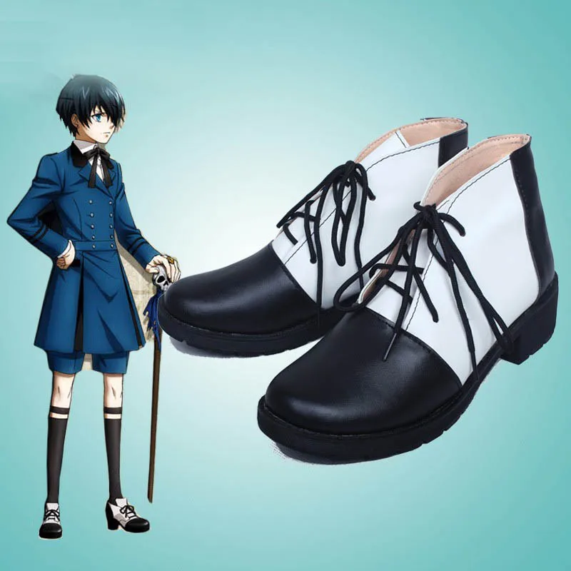 Anime Cosplay Boots Kuroshitsuji Ciel Phantomhive  Black Butler Ⅱ Shoes Halloween Costume Accessories Props Made