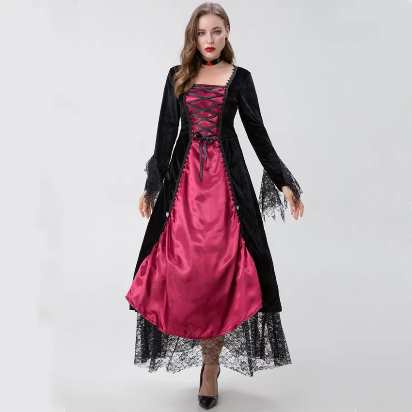 Disfraz de Reina Vampiresa para Mujer, Disfraz Medieval de Vampiresa para Cosplay, Disfraz de Carnaval para Pascua, Disfraz de Halloween para Adultos