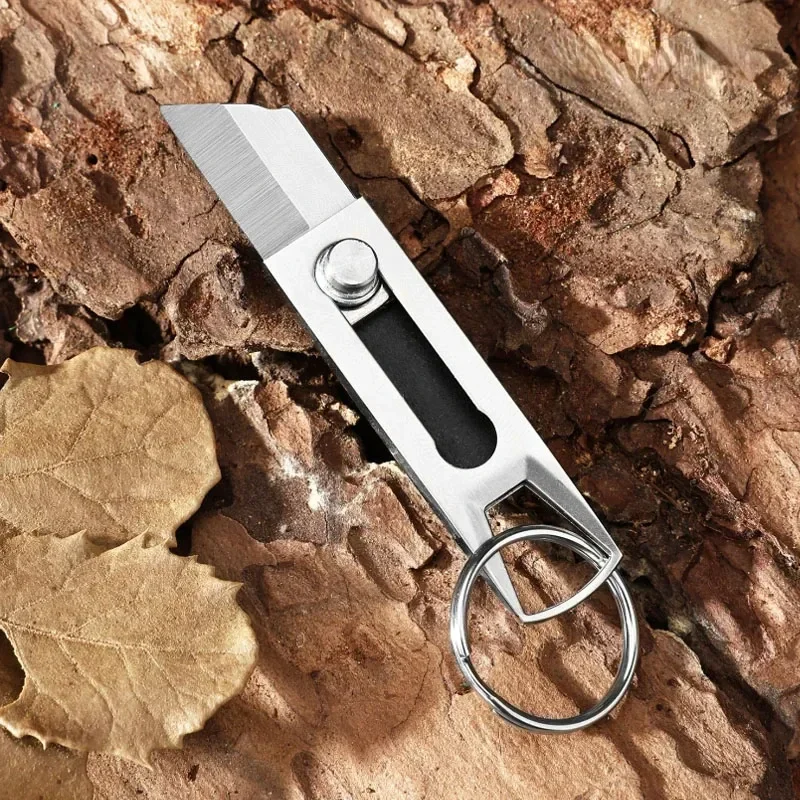 

New Mini Portable Straight Knife Open Express Keychain Practical Knife Outdoor Camping Mini Paper Cutter Keychain Pendant Gift