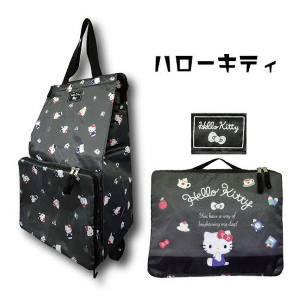 Sanrios My Melody Foldable Portable Vegetable Shopping Bag Wheels Anime Kawaii Hellokittys Large Capacity Portable Travel Bag