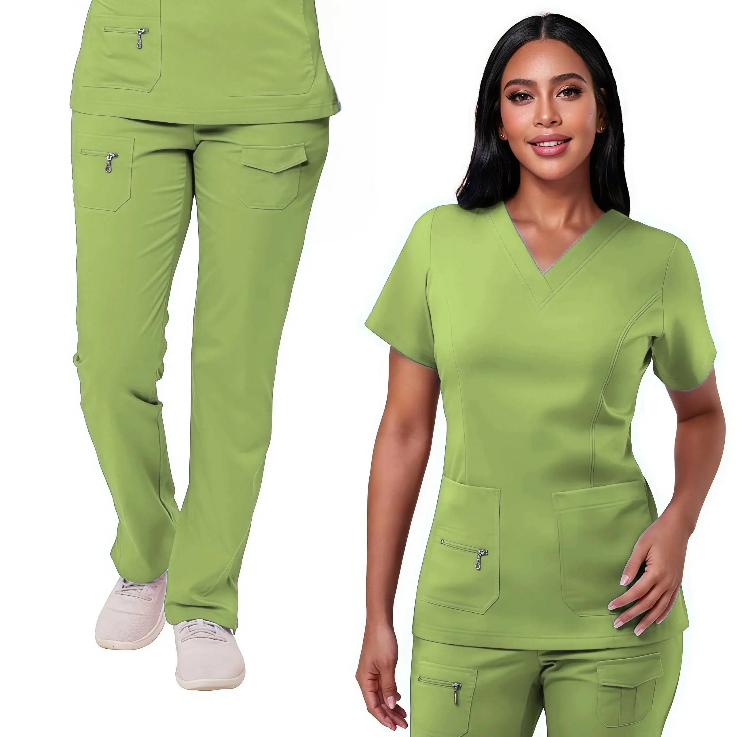 Atacado conjunto de esfoliantes médicos moda respirável uniformes hospitalares manga curta tipo jogger conjuntos de esfoliantes de enfermeira