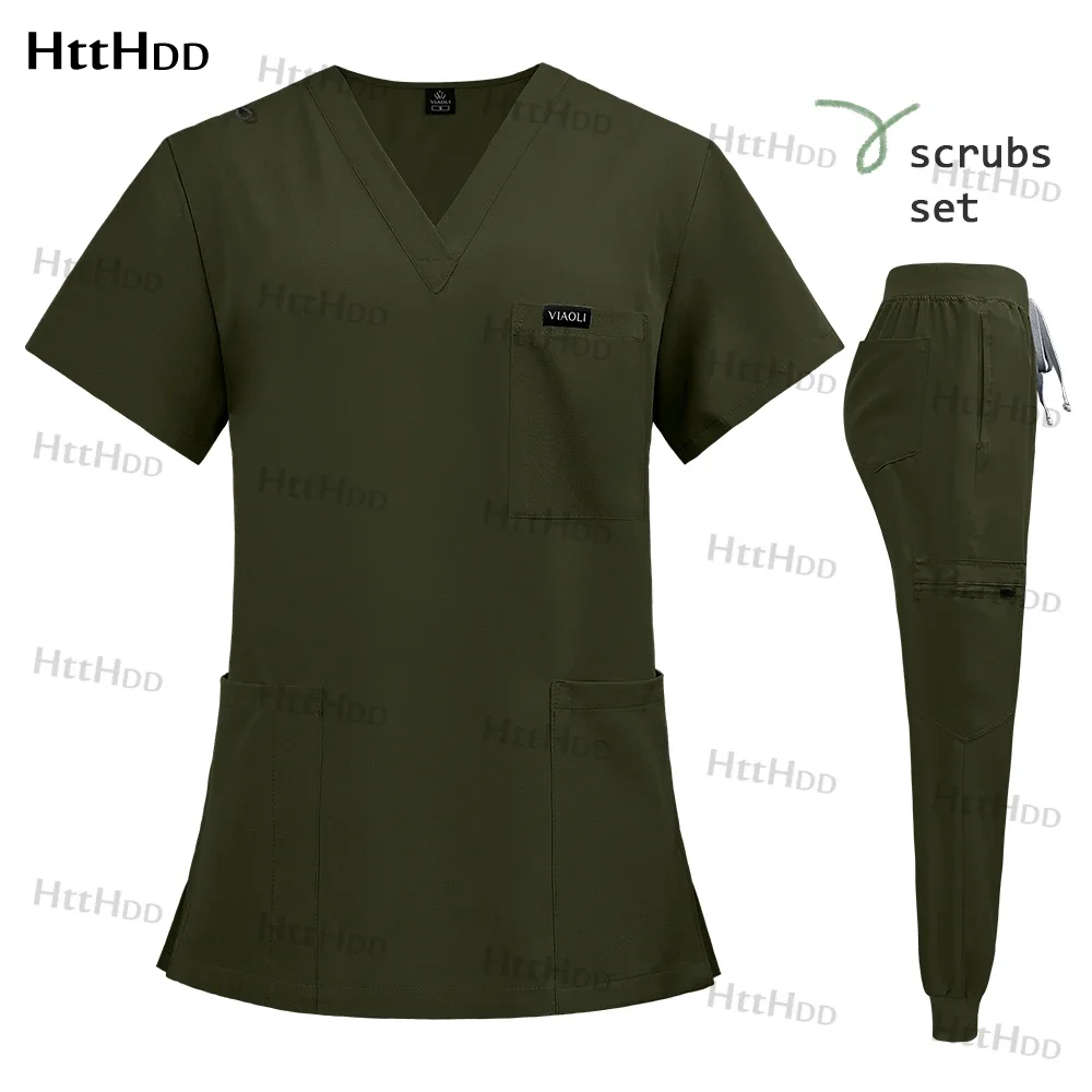 Camicette mediche Scrub Joggers tuta Unisex laboratorio farmacia uniforme vendita calda pulizia infermieristica spolverino Scrub chirurgico uniforme