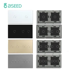 BSEED EU Standard Wall Glass Panel With Metal Base DIY Part For Touch Light Switch 157*86mm Crystal Glass Cover Only