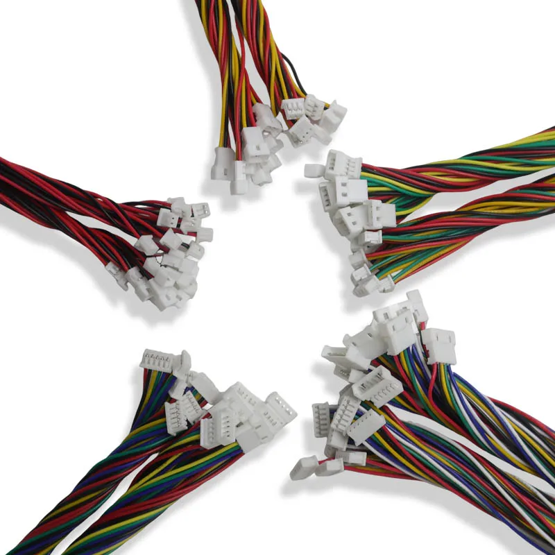10Pairs Mini JST 1.25mm Connector Pitch 1.25mm Male Plug Female Jack Socket 2P/3/4/5/6 Pin Connectors with Wire Cable 10CM
