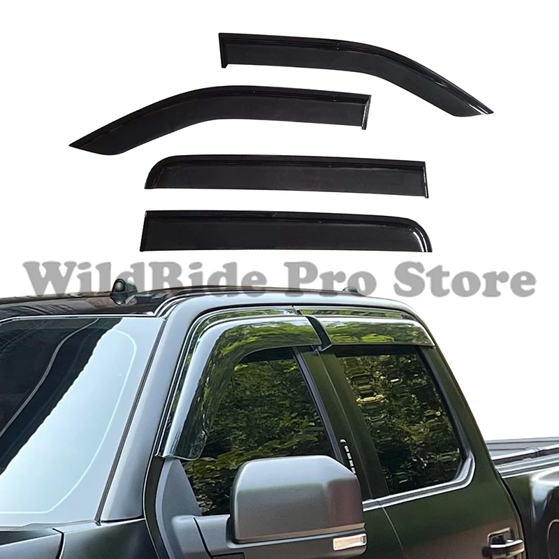 

1 set Truck Window Deflector for Ford F150 SuperCrew 2009-2021 Wind Visors Tape-On Rain Guards 4 Pieces Side Trucks Window Vent