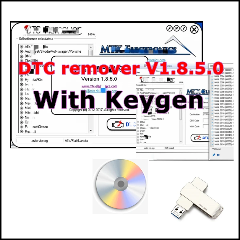 DTC Remover 2025 For KESS KTAG FGTECH OBD2 Software MTX DTC Remover 1.8.5.0 With Keygen+9 Extra ECU Tuning Software ECU Full
