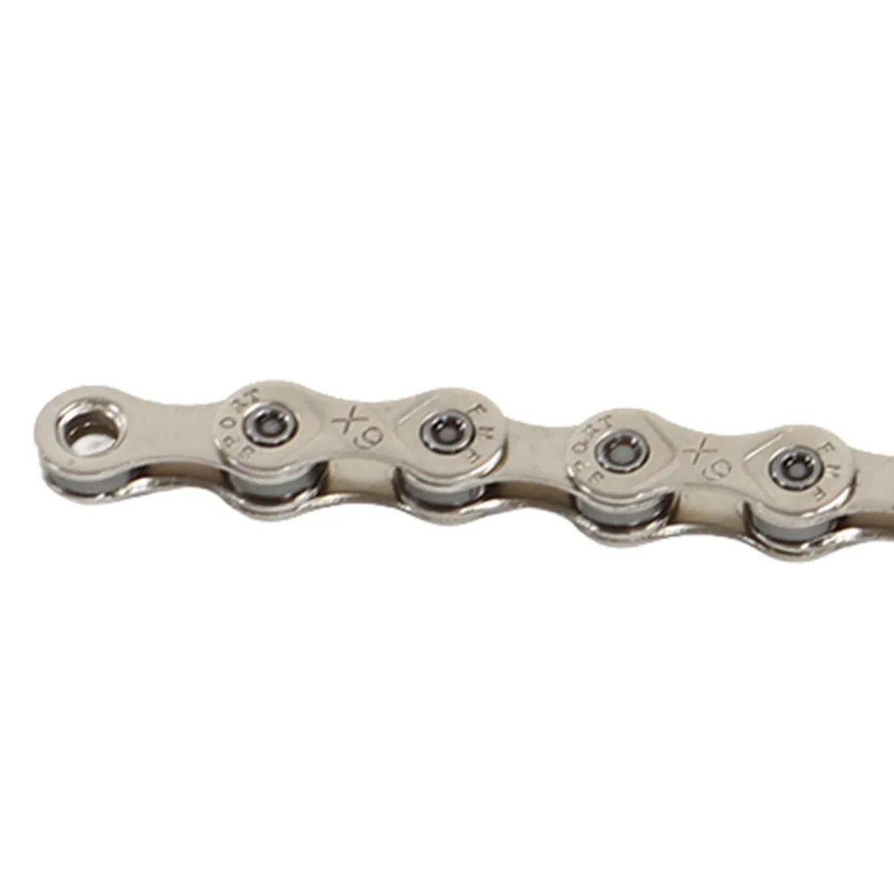 Corrente de bicicleta de 9 velocidades, 1/2 "x11/128 116 links, corrente de mountain bike, aço de alto carbono, prata para shimano/sram e campagnolo