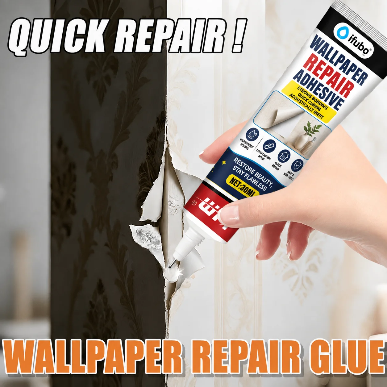 Wallpaper Repair Glue Clear Adhesive Paste For Curled Edges Cracks Bubbling Peeling Strong Bond No Rebound Fix Kit Tool
