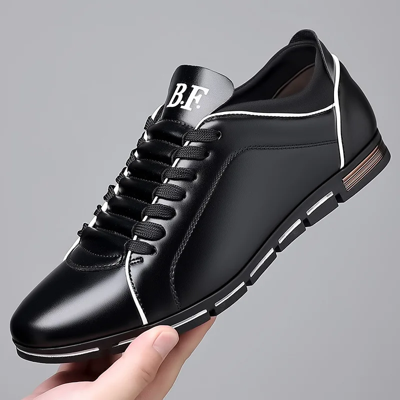 Zapatos de cuero informales de lujo para hombre, calzado de trabajo plano de estilo británico, a la moda, para primavera y otoño