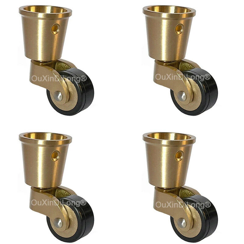 4PCS 1Inch Solid Brass + Rubber Swivel Caster Wheel Pivot Furniture Strong Table Cup Caster Protection Legs CL203