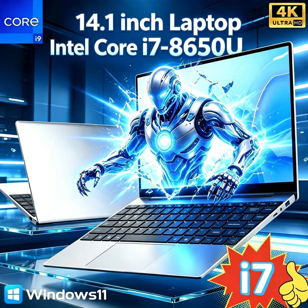 Portátil Ultra Delgado 2026 de 14.1 Pulgadas, Intel Core I7-8650U, 32GB RAM, 2TB M.2 SSD, Windows 11 Pro, Computadora para Estudio