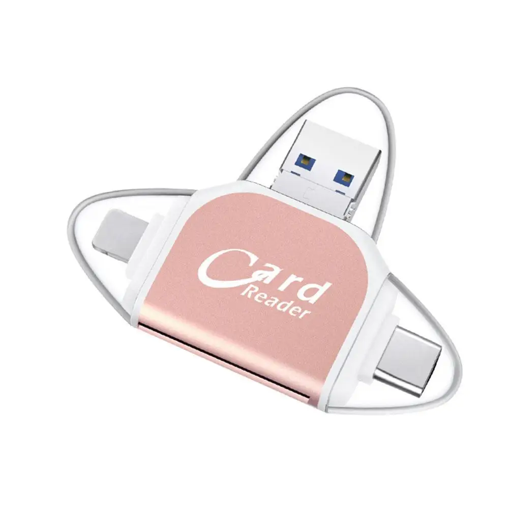 Multi-Port 4 In 1 Universal SD TF Card Reader USB Type C Hub Adapter To View Camera Photos For iPhone Pro G0M8