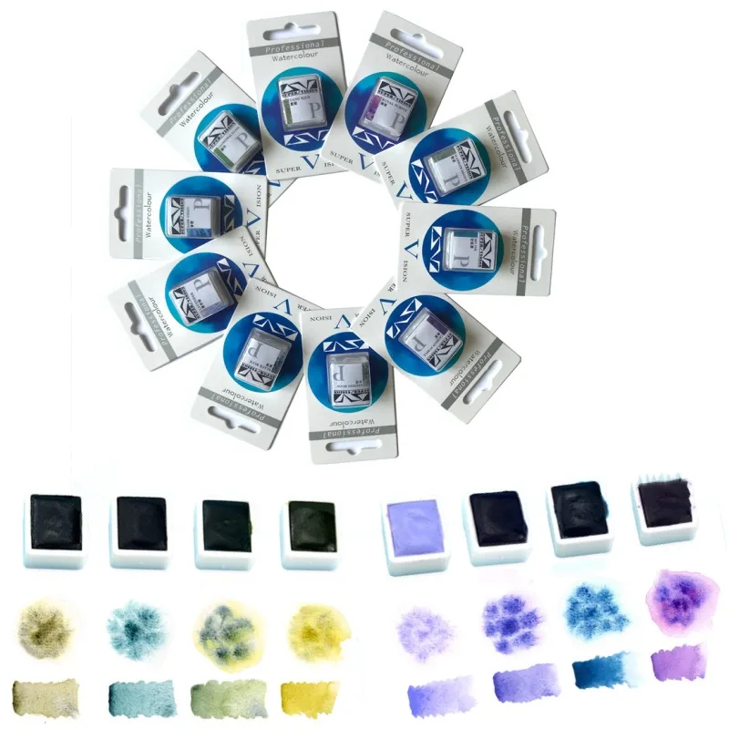

Супер визуальные многослойные цветные акварельные краски, один блок, однотонные акварельные пигменты, полупанельная живопись, товары для рукоделия, художники