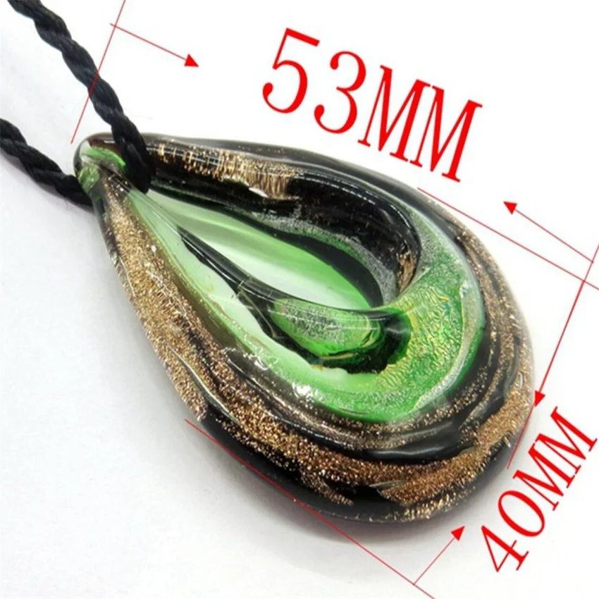 Handmade Murano Glass Pendant Gold Sand Double Color Water-drop Glass Jewelry For Man Women Necklaces Sweater Chain Gifts