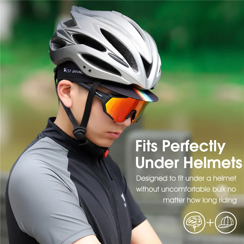 WEST BIKING Summer Cycling Cap with Brim Anti-UV Breathable Quick Dry Bike Hat Elastic Fits 52-62cm for Men Women Running Fishin