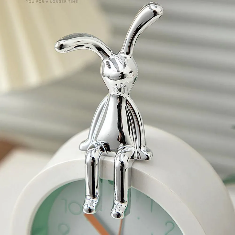 Cute Rabbit Decorative Ornaments Eco-friendly Plastic Cartoon Rabbit 3D Ornament Electroplating Long Eared Rabbit